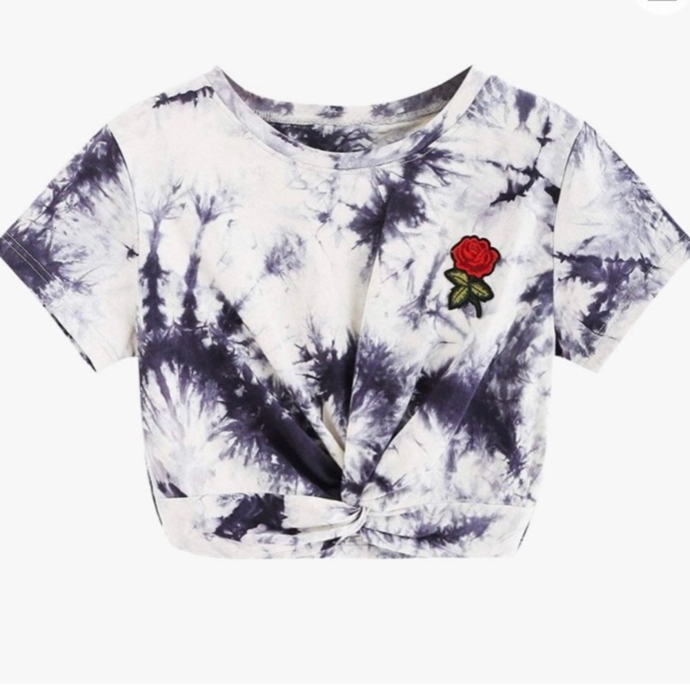 Blue and White Tie-Dye Top